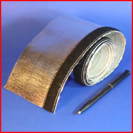 test aluminum foil coated fiberglass sleeve with hook loop closure heat reflective wire cable hose protection